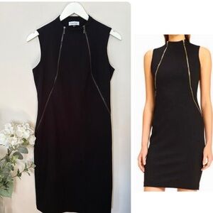 Calvin Klein Black Dress, Double Front Zippers